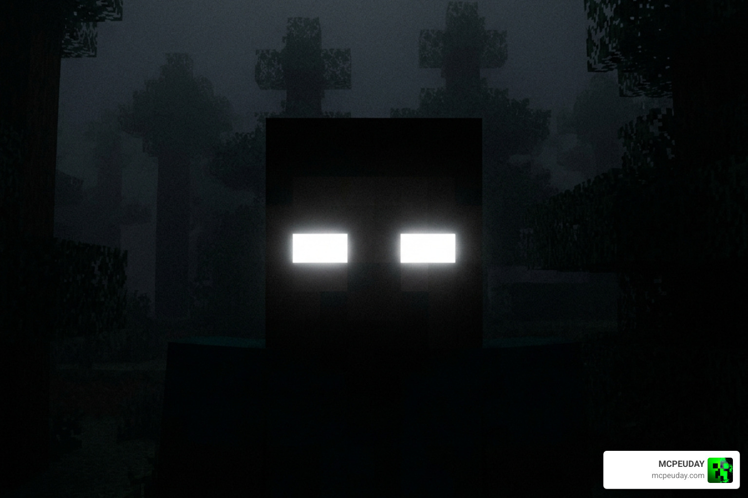 Herobrine's glowing eyes in the dark Herobrine's glowing eyes in the dark