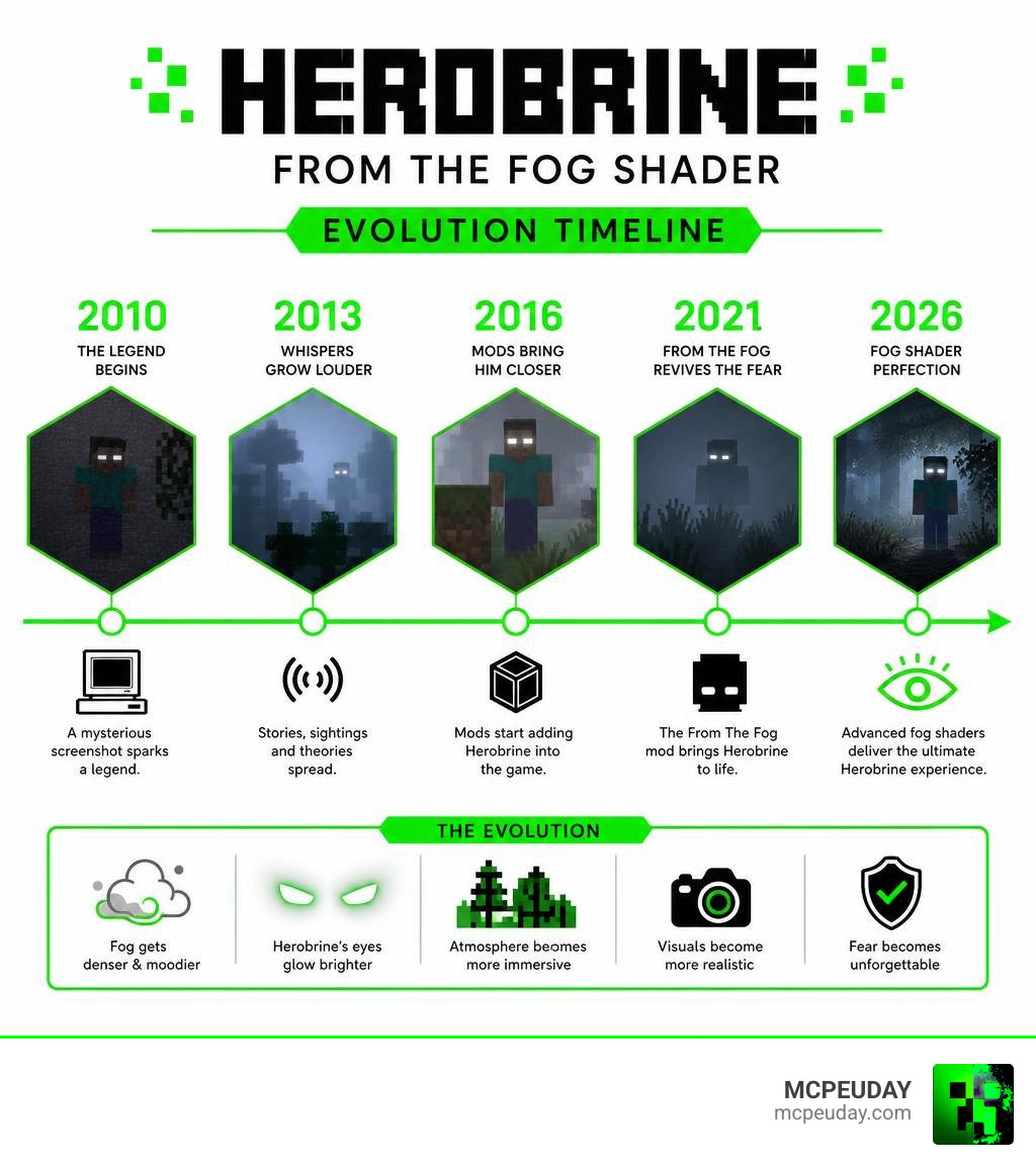 Herobrine from the fog shader evolution timeline 2010 to 2026 infographic infographic Herobrine from the fog shader evolution timeline 2010 to 2026 infographic infographic
