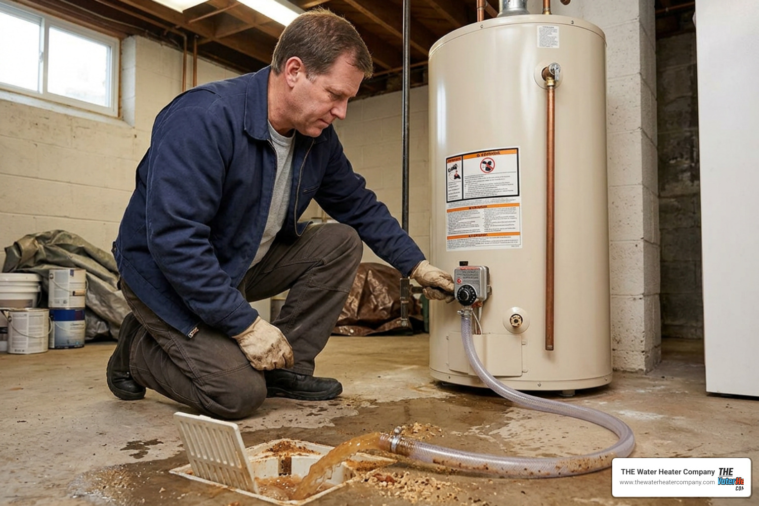 Sediment draining from a water heater Sediment draining from a water heater