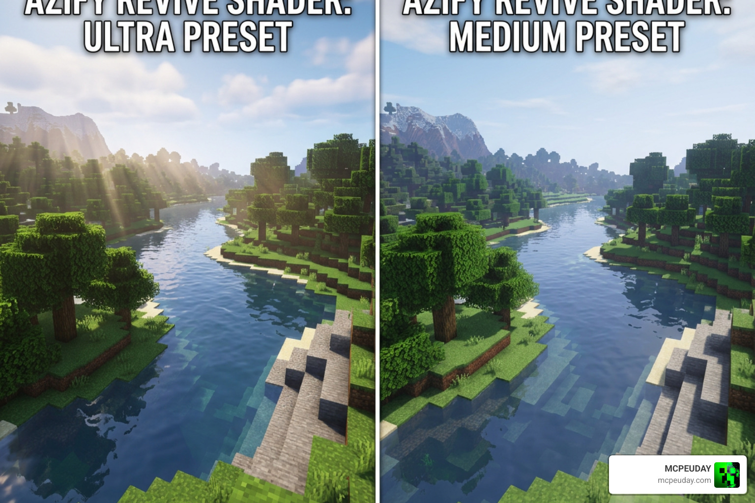 AziFy Revive Shader Ultra vs Medium preset side by side comparison AziFy Revive Shader Ultra vs Medium preset side by side comparison