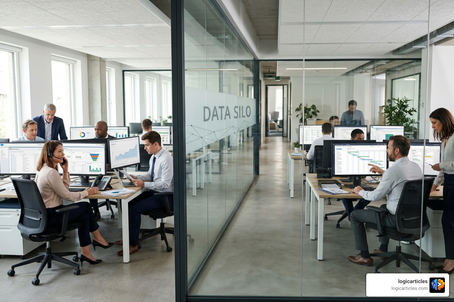 Diagram showing how data silos isolate sales and delivery teams