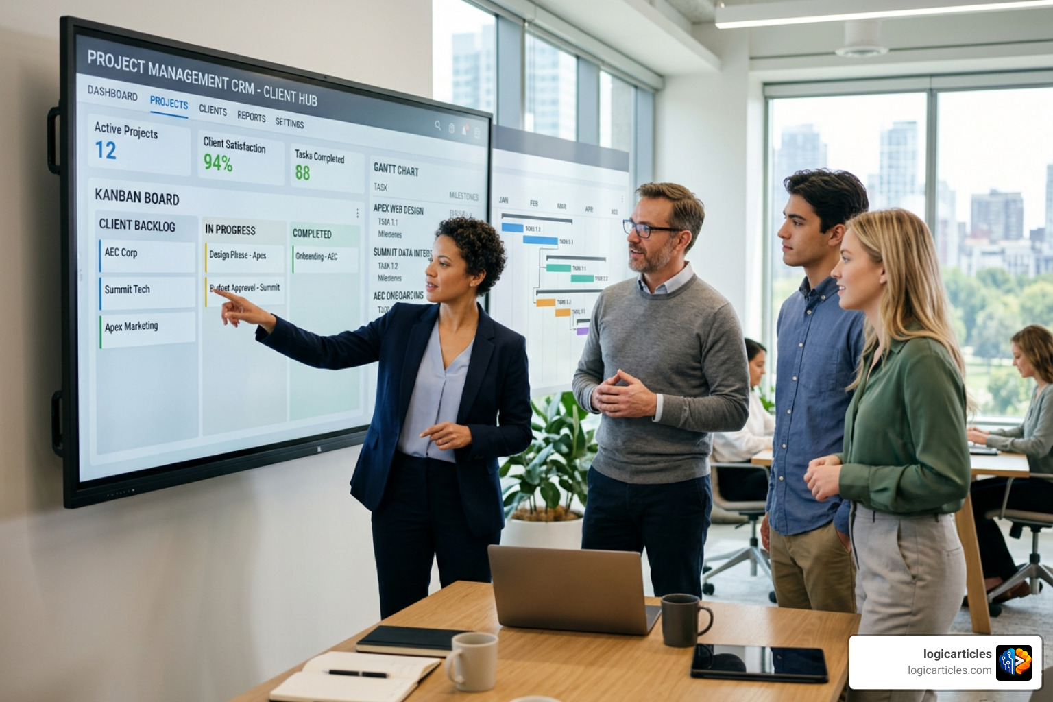 Graphic illustrating team collaboration and a smooth client handoff process