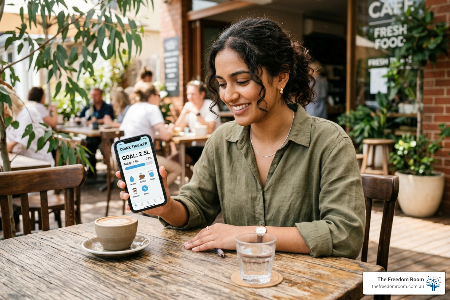 a person tracking their drinks on a smartphone to manage consumption
