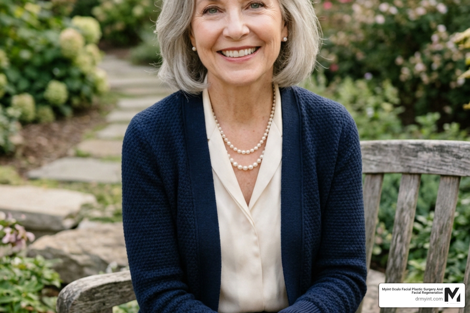 Patient in her late 60s showing elegant, natural facial rejuvenation results Patient in her late 60s showing elegant, natural facial rejuvenation results