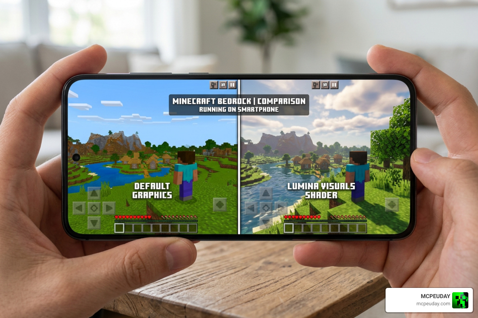Side-by-side performance comparison of Lumina Visuals on mobile device Side-by-side performance comparison of Lumina Visuals on mobile device