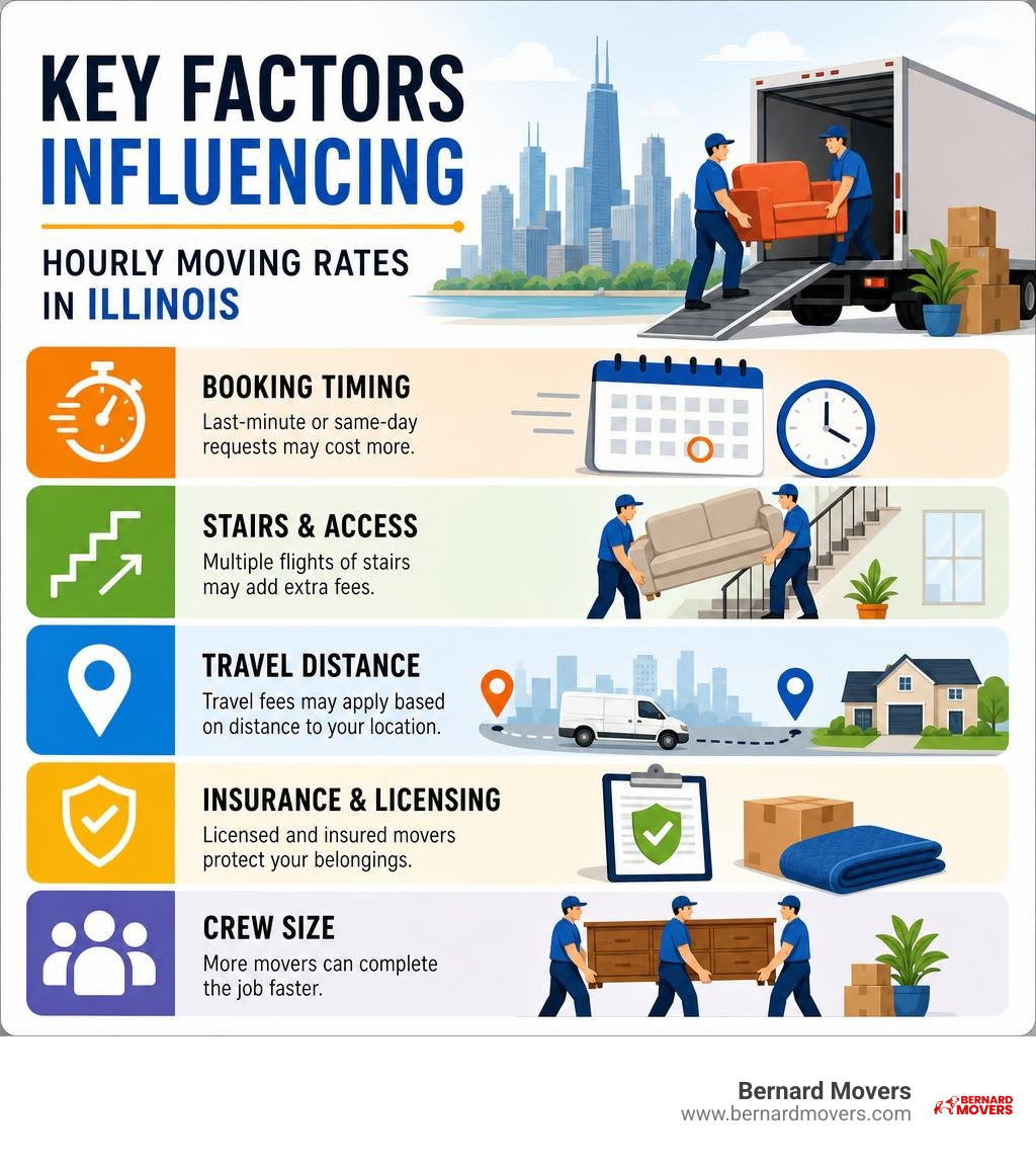 Infographic: Key factors influencing hourly moving rates in Illinois infographic