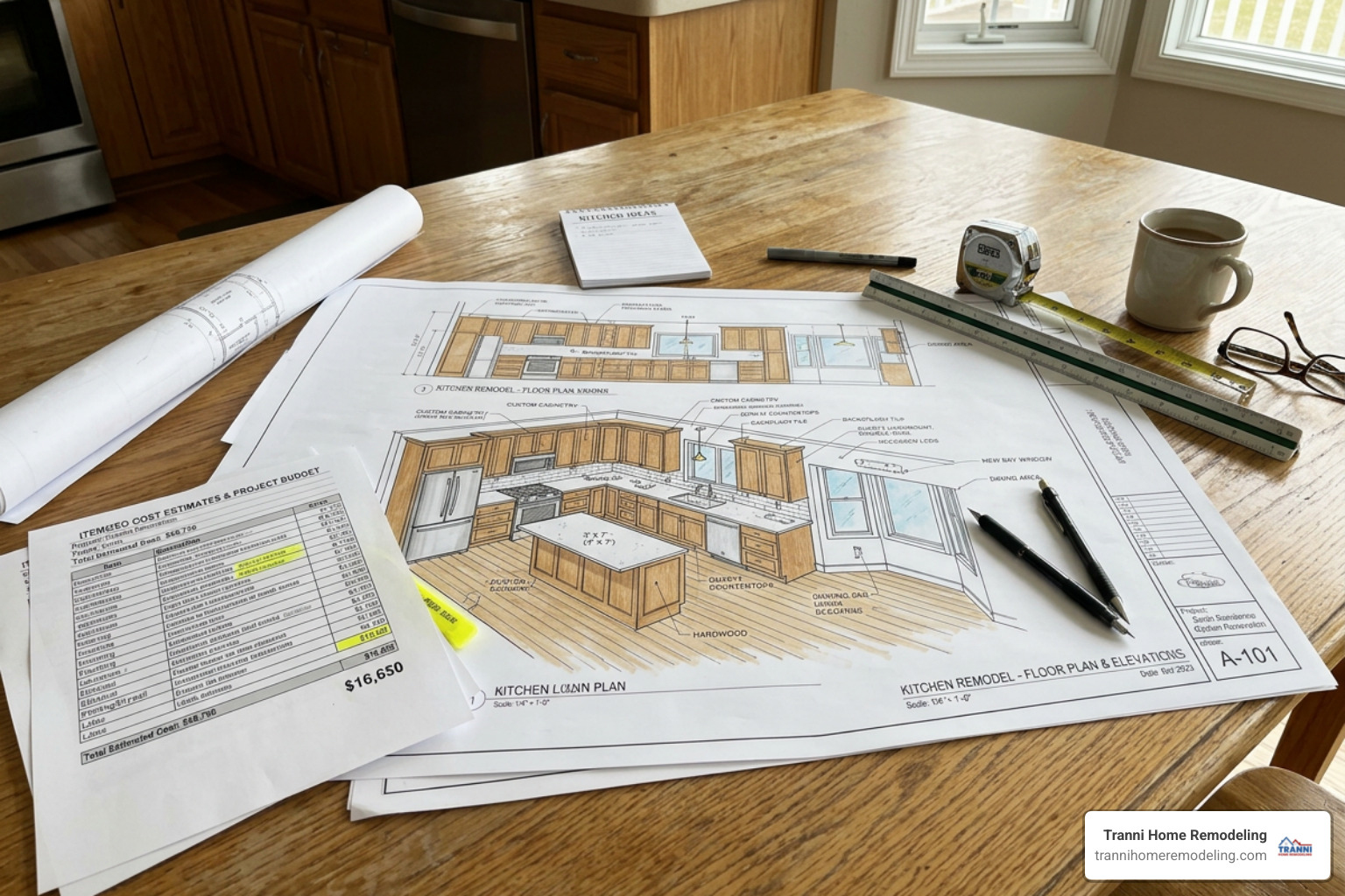 Detailed kitchen remodel blueprints and itemized cost estimates Detailed kitchen remodel blueprints and itemized cost estimates