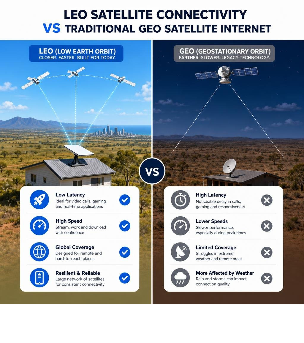 LEO satellite connectivity vs traditional GEO satellite internet comparison infographic infographic LEO satellite connectivity vs traditional GEO satellite internet comparison infographic infographic
