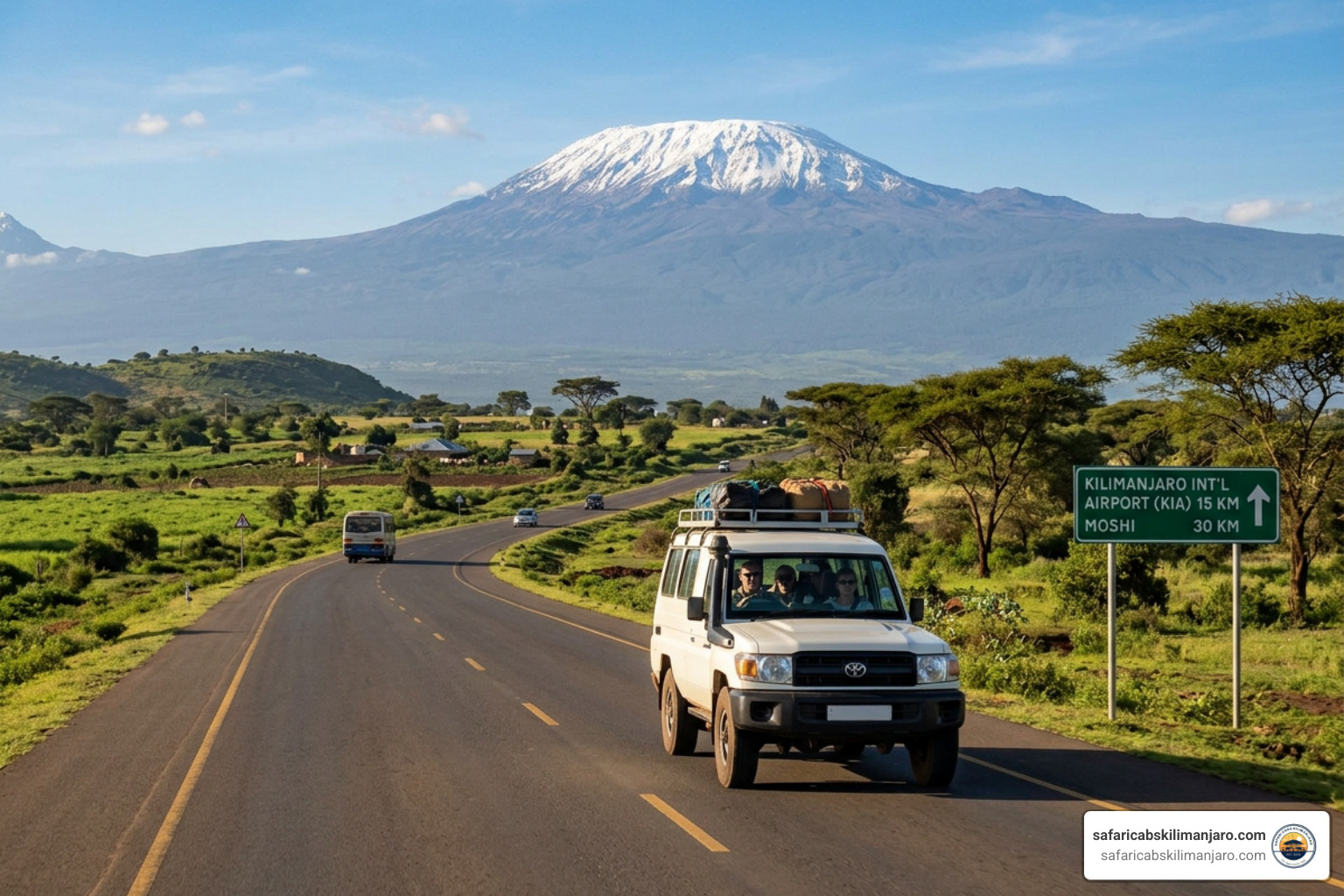 Professional private transfer vehicle with driver greeting passengers at Kilimanjaro Airport Professional private transfer vehicle with driver greeting passengers at Kilimanjaro Airport