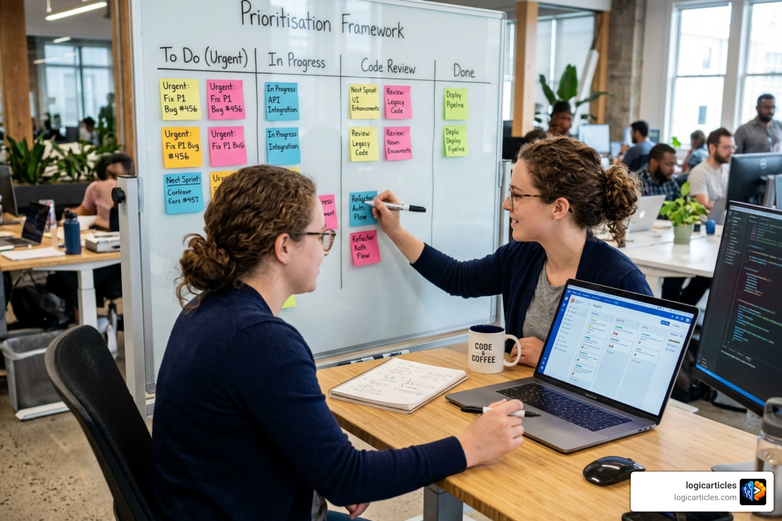 A software engineer organizing their tasks using a prioritization framework