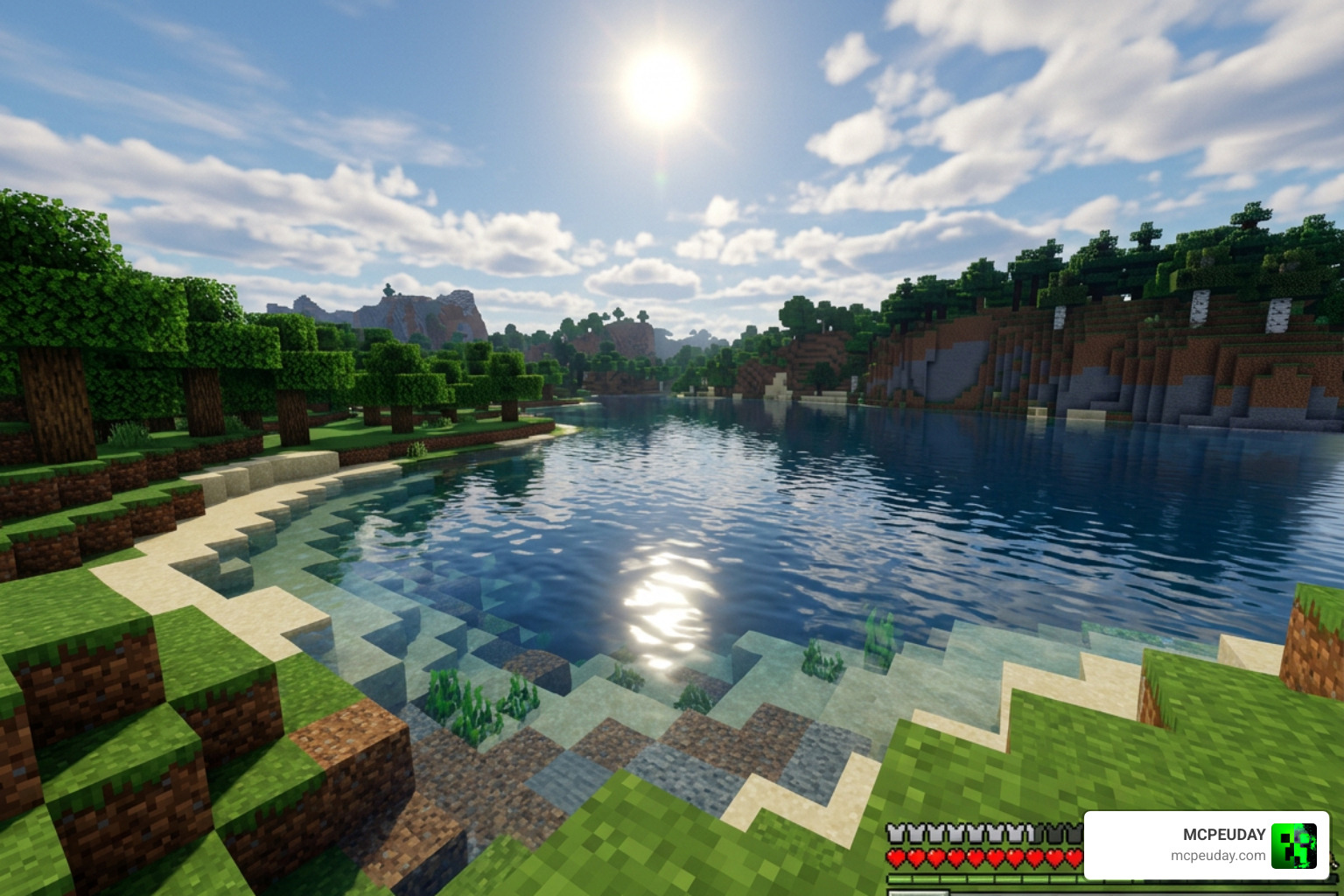 Realistic water reflections with Luvid Visuals Shader in Minecraft PE Realistic water reflections with Luvid Visuals Shader in Minecraft PE