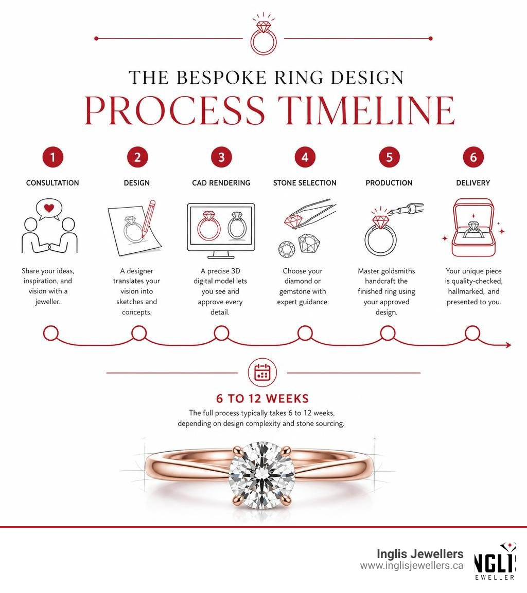 Bespoke ring design process timeline from consultation to delivery infographic infographic Bespoke ring design process timeline from consultation to delivery infographic infographic