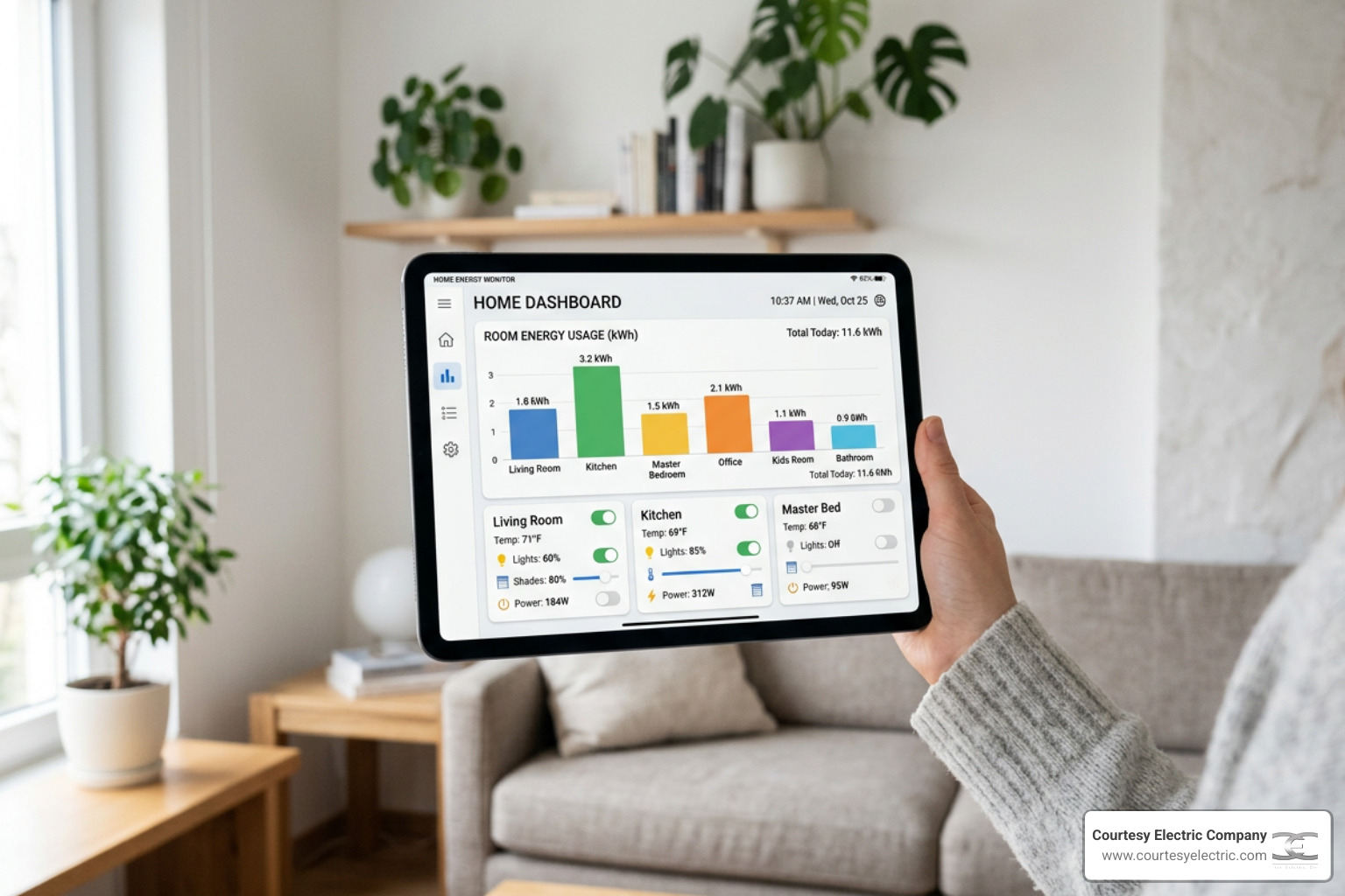 room by room energy tracking smart home dashboard