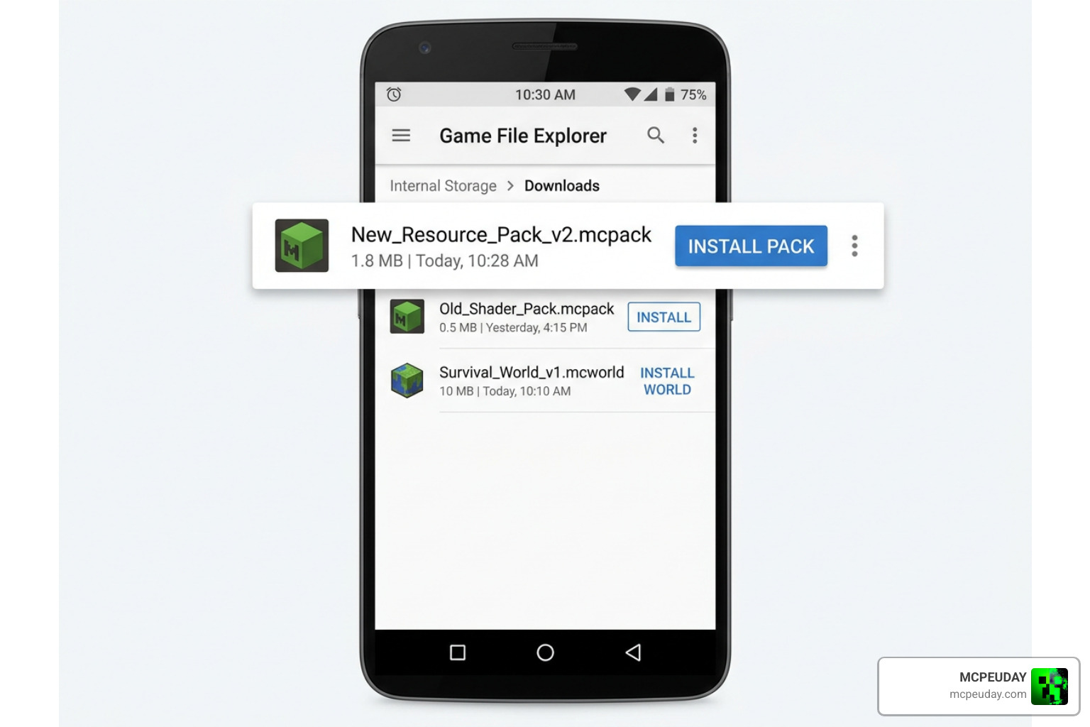 Step-by-step installation flow for Minecraft resource packs