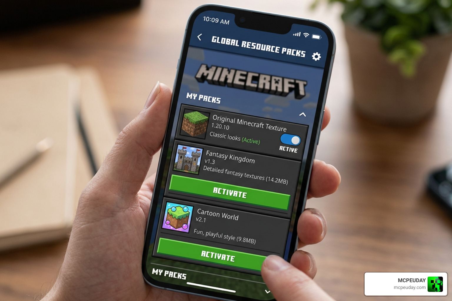 Minecraft global resource packs activation screen