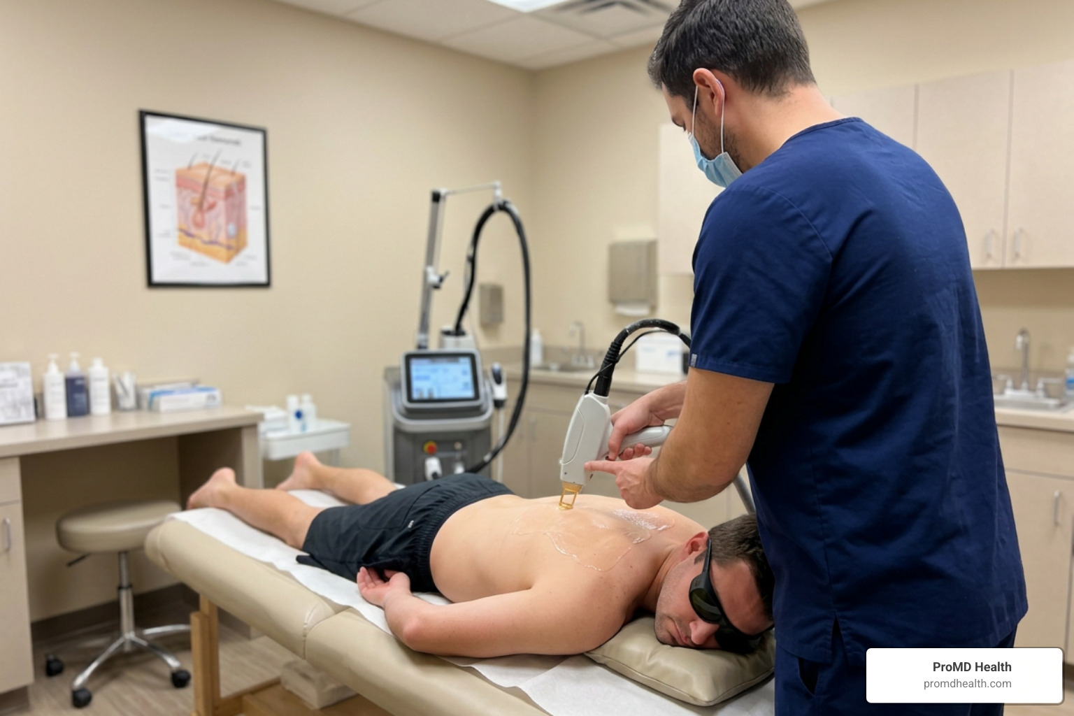faceless provider adjusting a laser device for a male hair removal treatment faceless provider adjusting a laser device for a male hair removal treatment