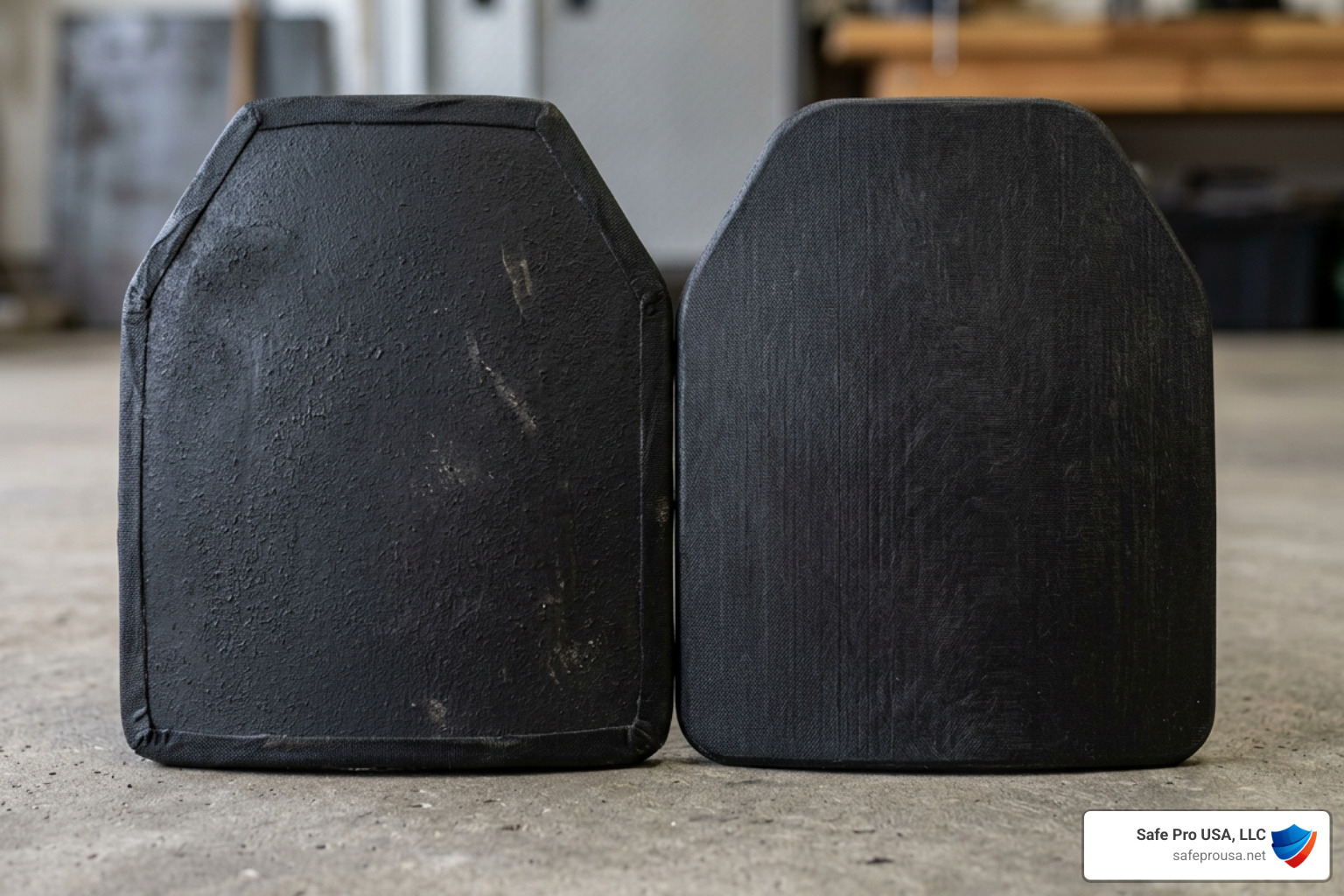 ceramic and polyethylene plates side-by-side ceramic and polyethylene plates side-by-side