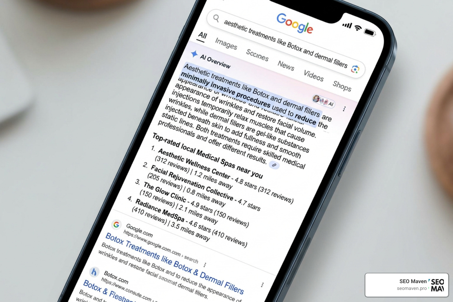AI overview search result for aesthetic treatments AI overview search result for aesthetic treatments