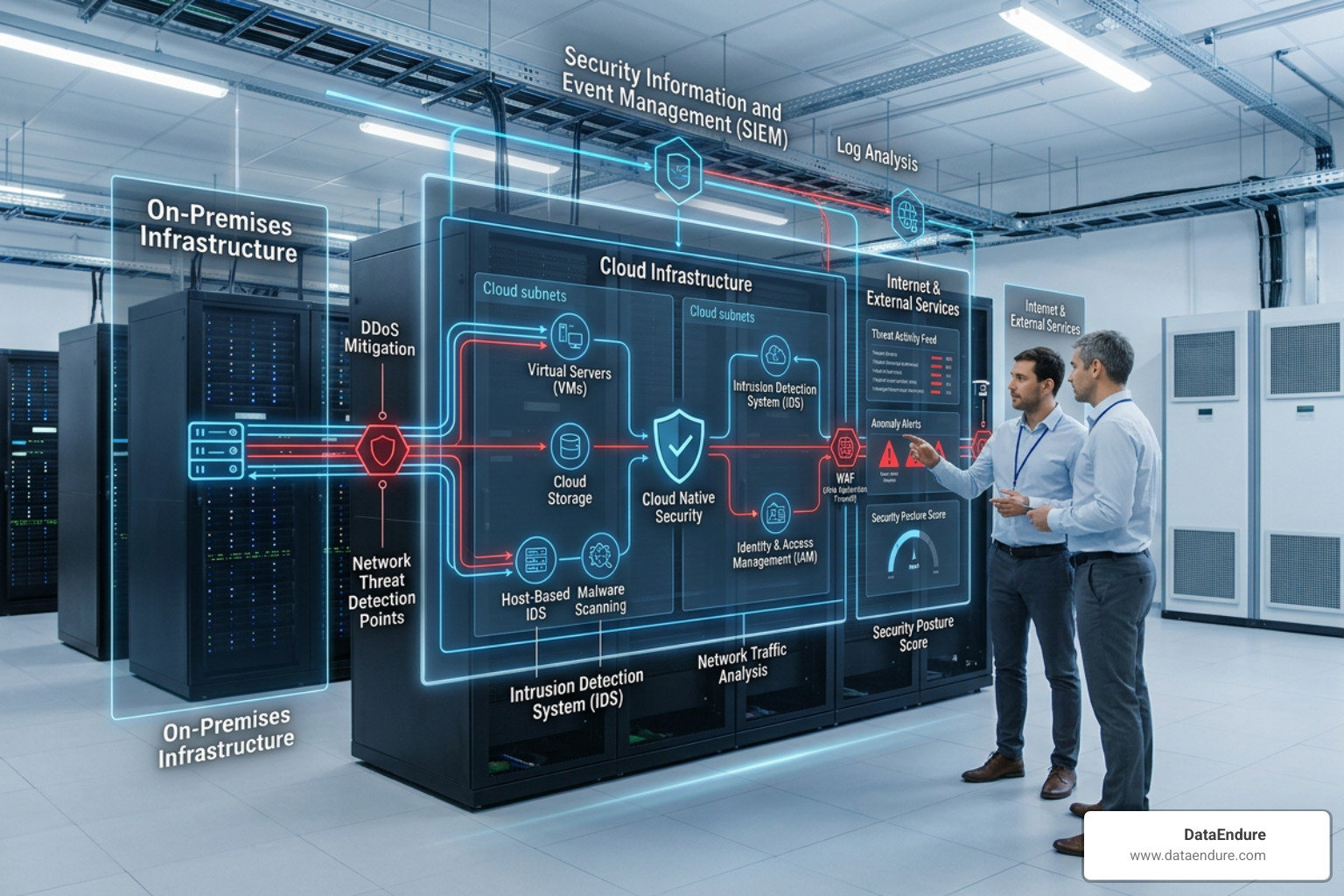 Cloud security and network threat detection diagram Cloud security and network threat detection diagram