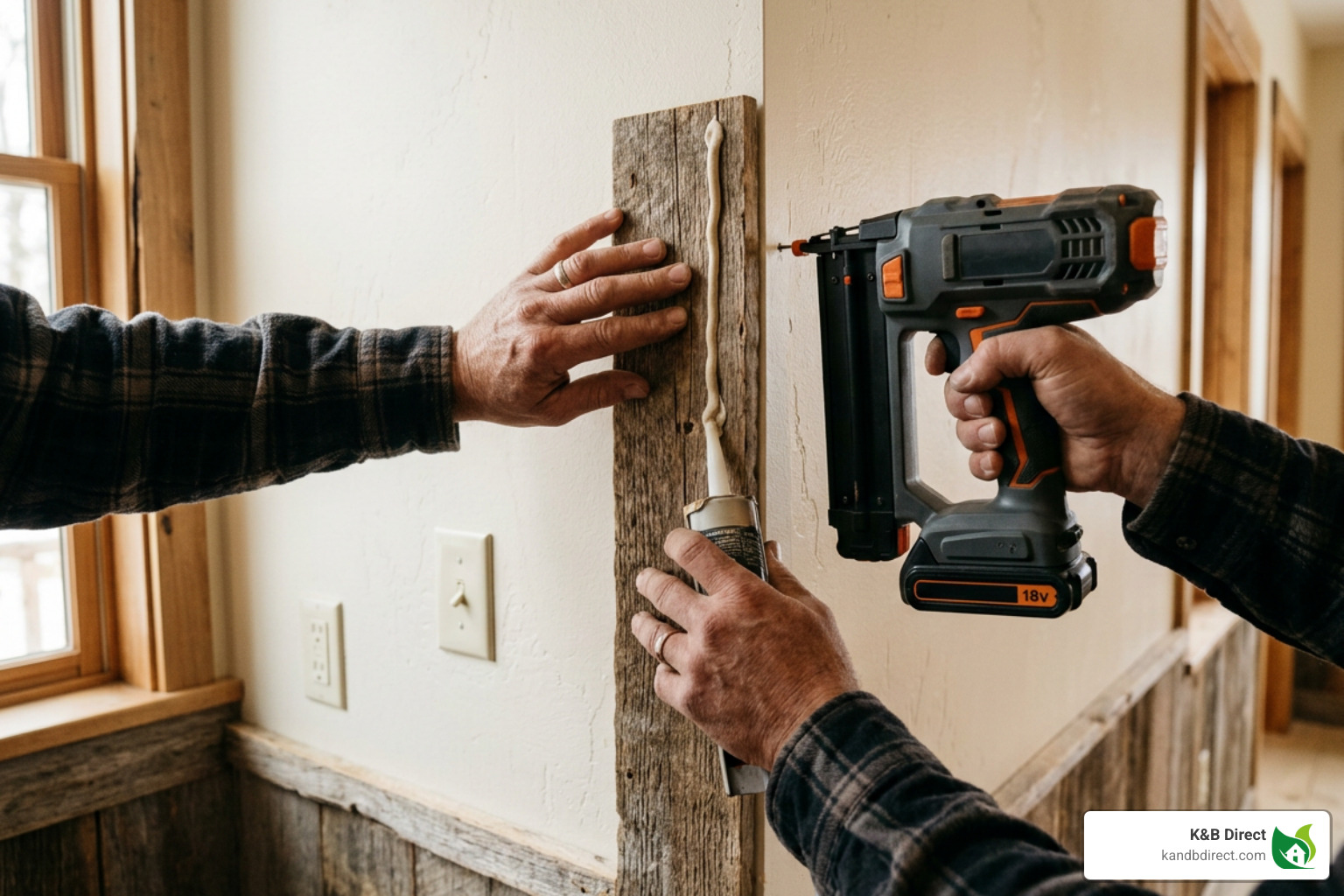 installing barnwood trim with construction adhesive and brad nails installing barnwood trim with construction adhesive and brad nails