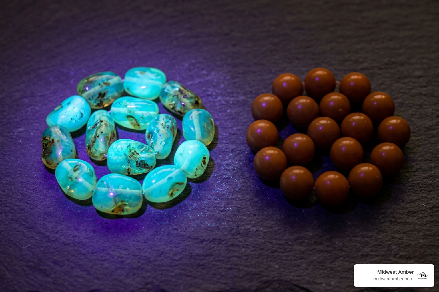 fake amber under uv light