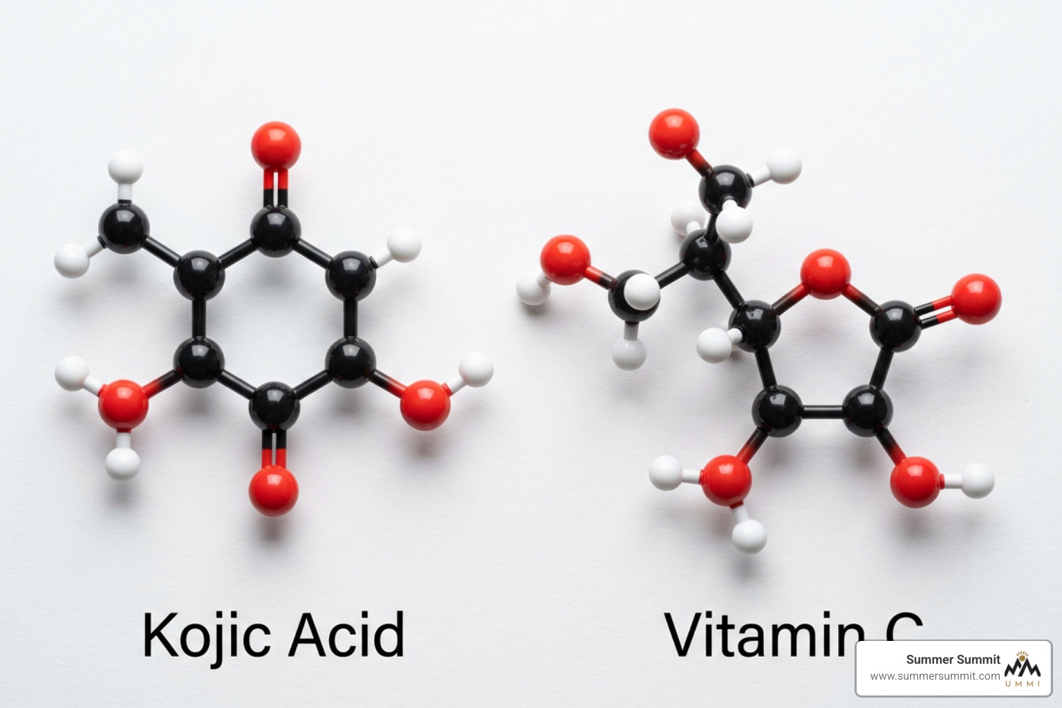 active ingredients kojic acid and vitamin c molecule structure active ingredients kojic acid and vitamin c molecule structure