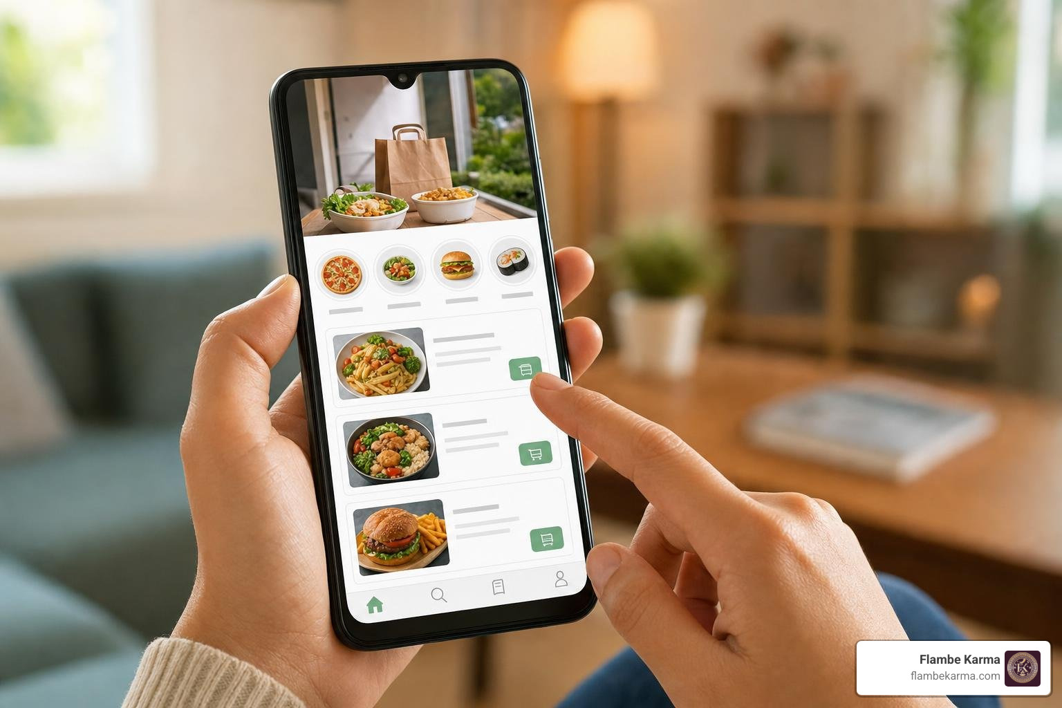 local food delivery on a phone screen