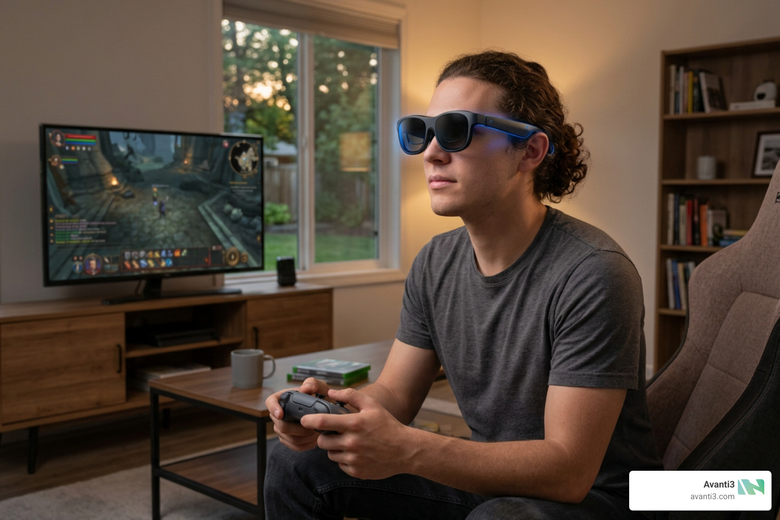 ROG XREAL R1 glasses showing a virtual screen
