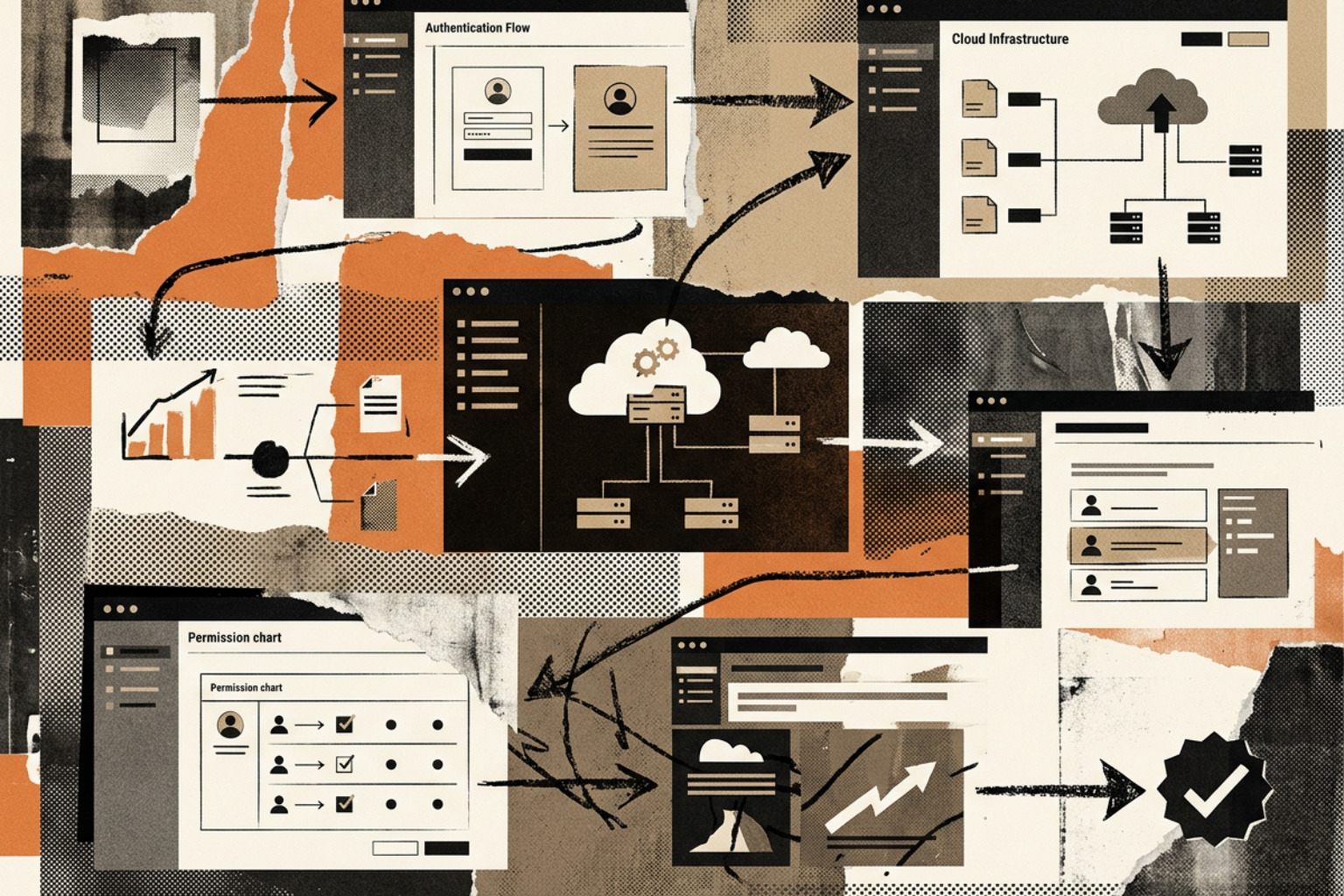 risk assessment workflow collage illustration