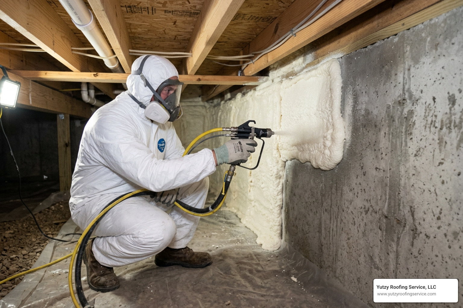 professional application of closed-cell spray foam on crawl space walls professional application of closed-cell spray foam on crawl space walls