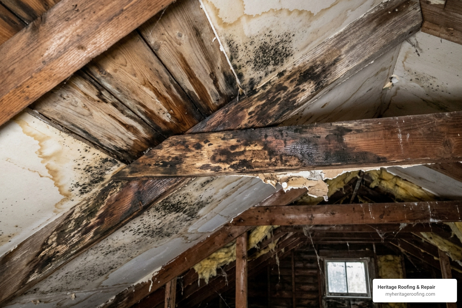 attic water stains and mold