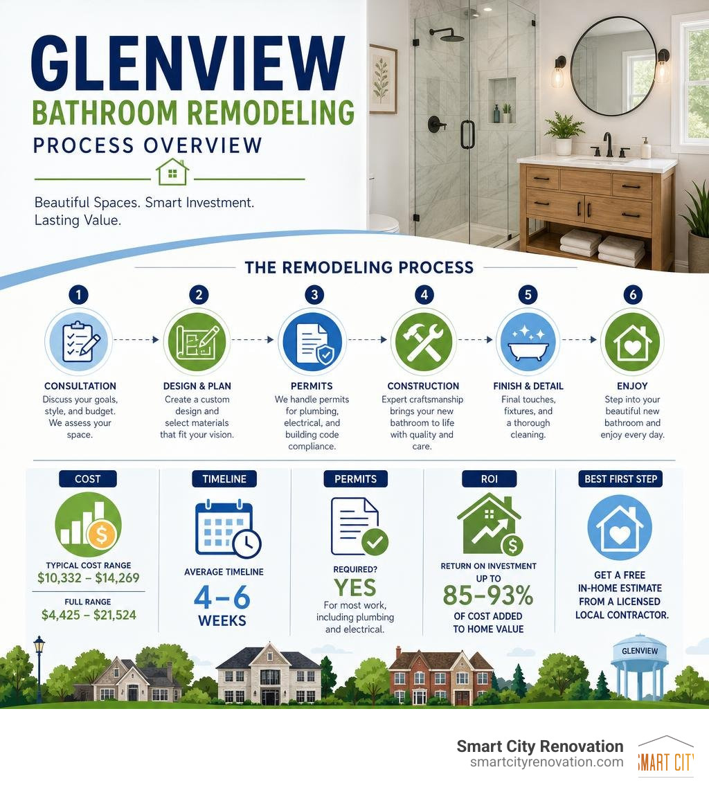 Glenview bathroom remodeling process overview infographic with costs, timeline, permits, and ROI infographic Glenview bathroom remodeling process overview infographic with costs, timeline, permits, and ROI infographic