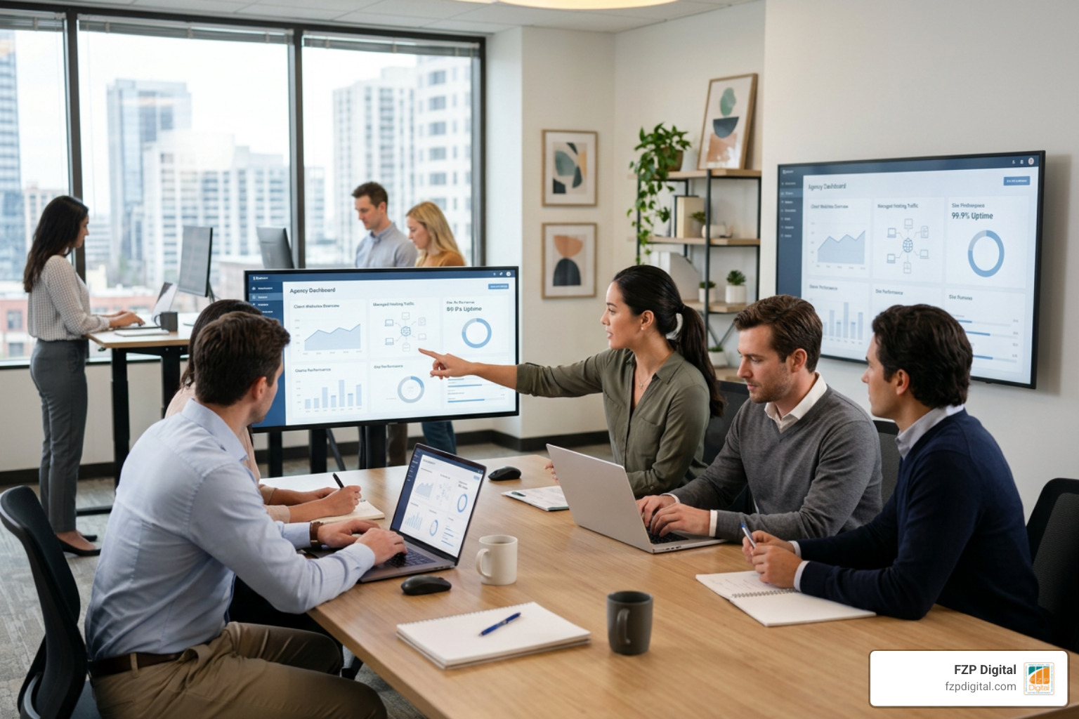 Centralized agency hosting dashboard showing multiple client sites Centralized agency hosting dashboard showing multiple client sites