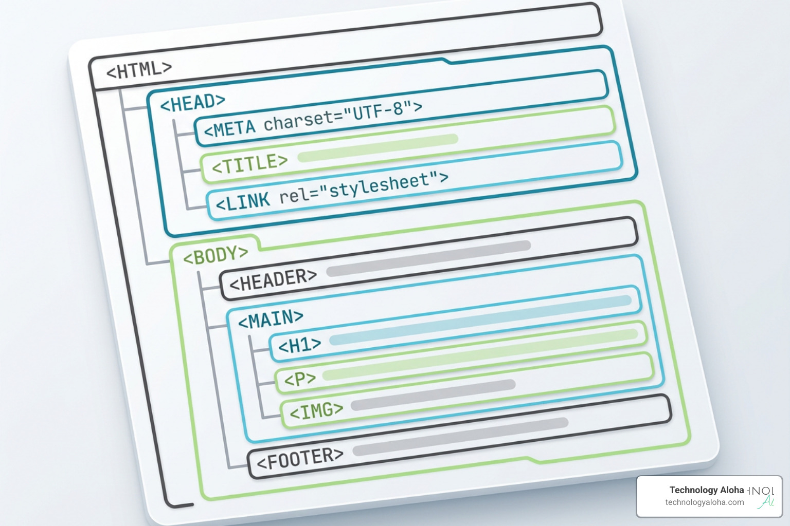 Diagram of a basic HTML page structure showing the head and body tags Diagram of a basic HTML page structure showing the head and body tags