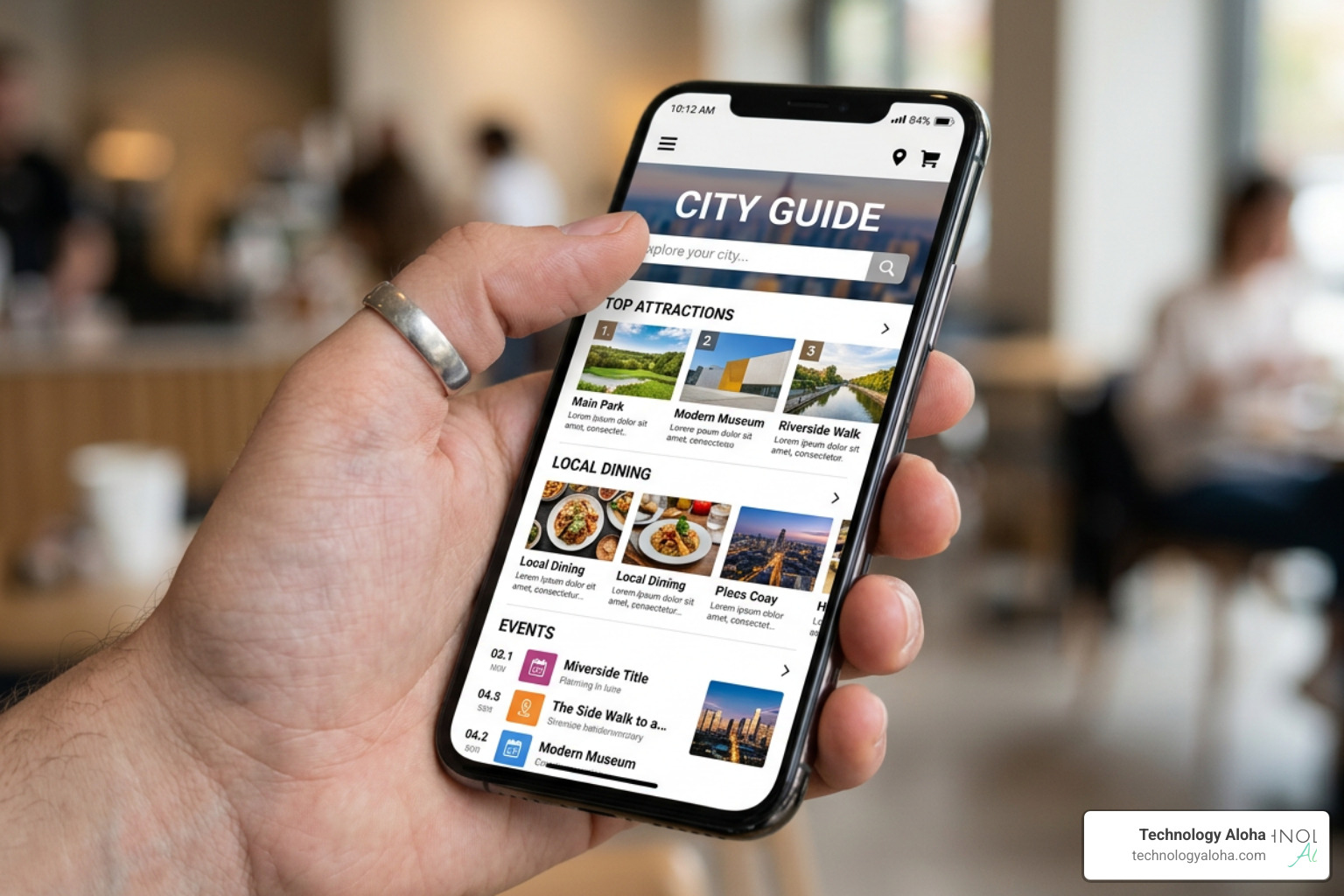An optimized mobile interface of a website rendering fast on a smartphone screen An optimized mobile interface of a website rendering fast on a smartphone screen