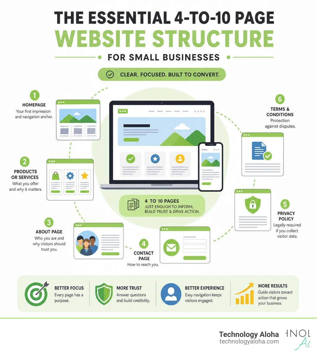 Infographic showing the essential 4-to-10 page website structure for small businesses infographic Infographic showing the essential 4-to-10 page website structure for small businesses infographic