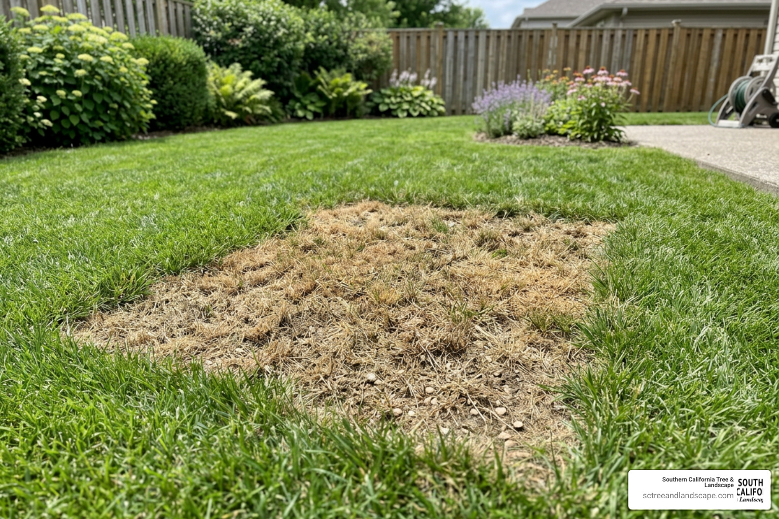 dry brown patch on a lawn