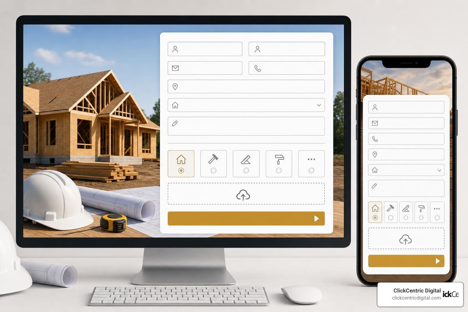 High converting construction quote request form on desktop and mobile