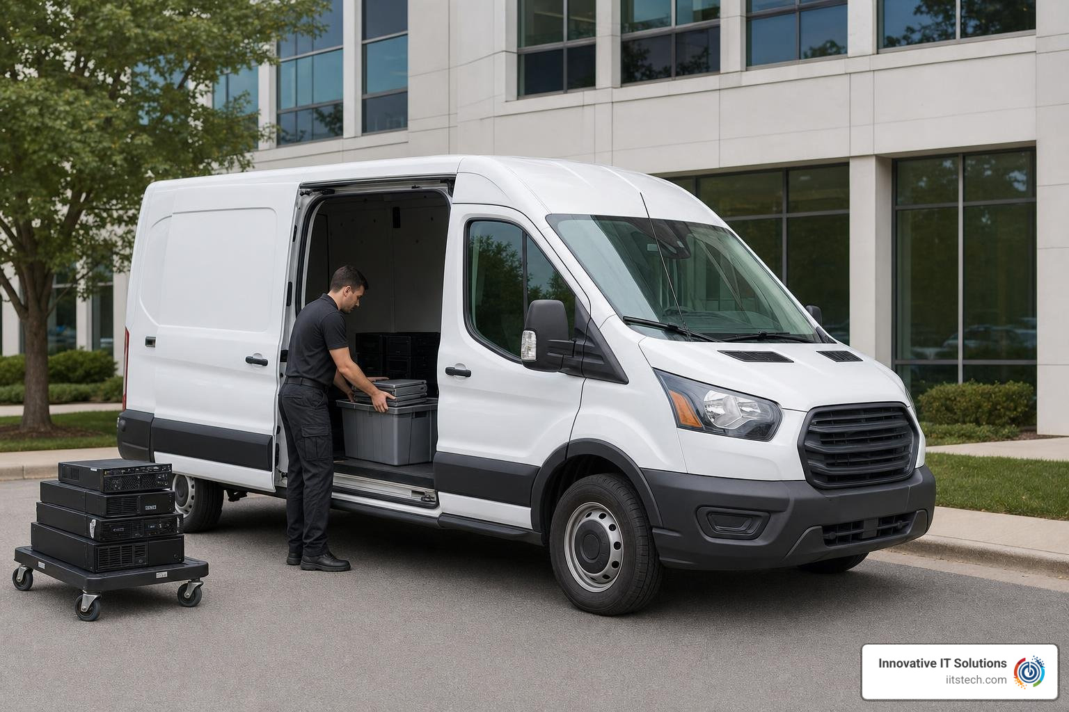 Secure GPS tracked transport vehicle for IT assets and data bearing devices