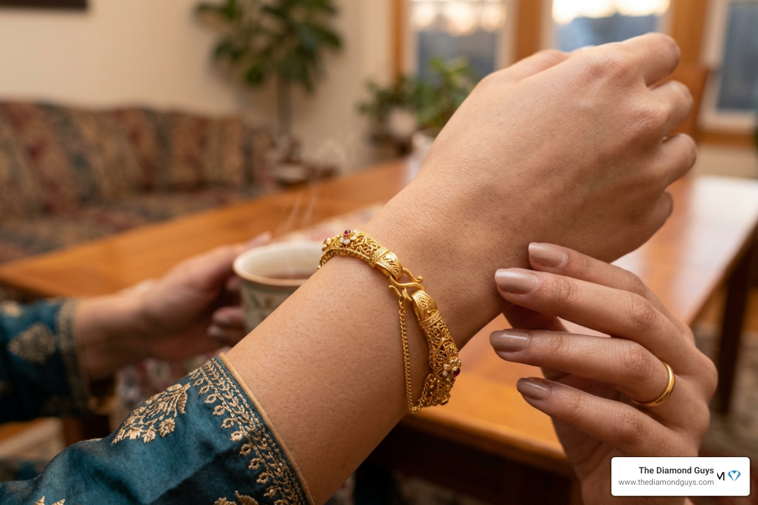 1 tola gold bracelet on wrist