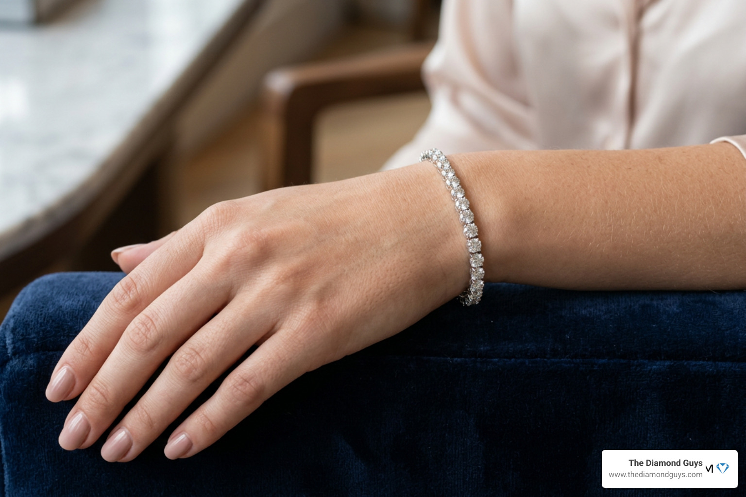 3ct diamond tennis bracelet on wrist, elegant jewelry photography 3ct diamond tennis bracelet on wrist, elegant jewelry photography