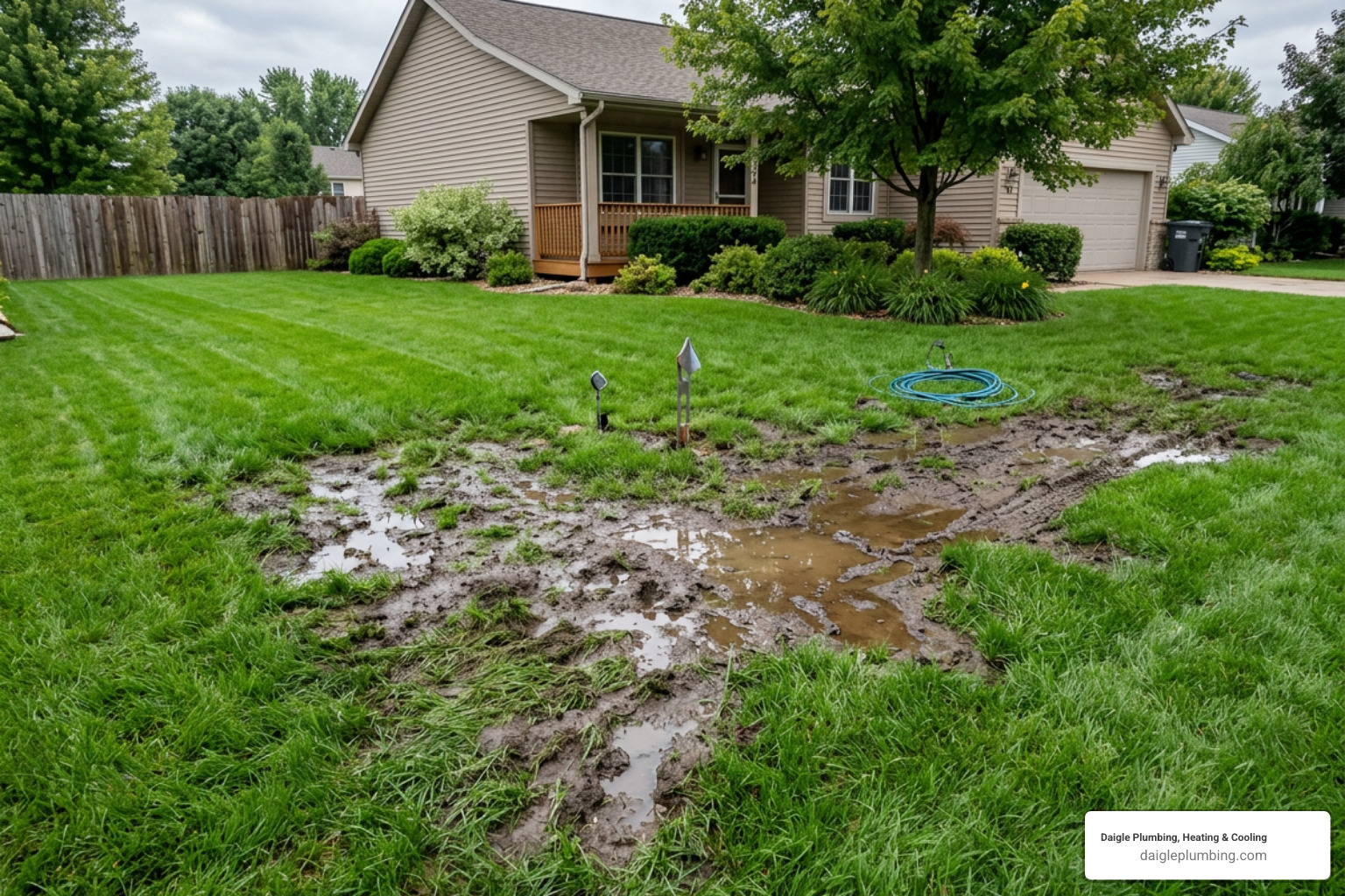soggy grass in a yard from an underground pipe leak soggy grass in a yard from an underground pipe leak