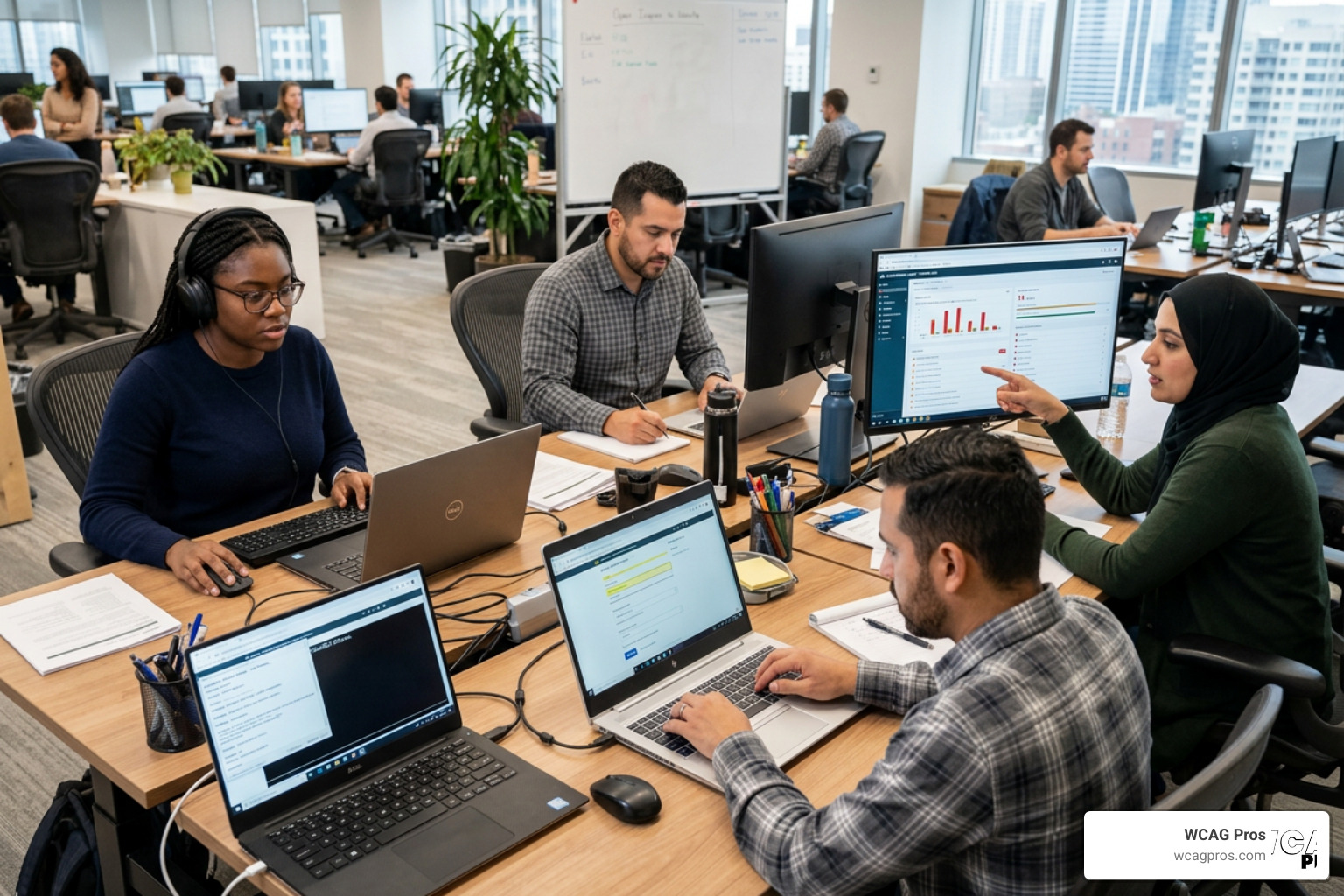 Accessibility audit process showing automated scanning, manual testing, and user feedback phases Accessibility audit process showing automated scanning, manual testing, and user feedback phases