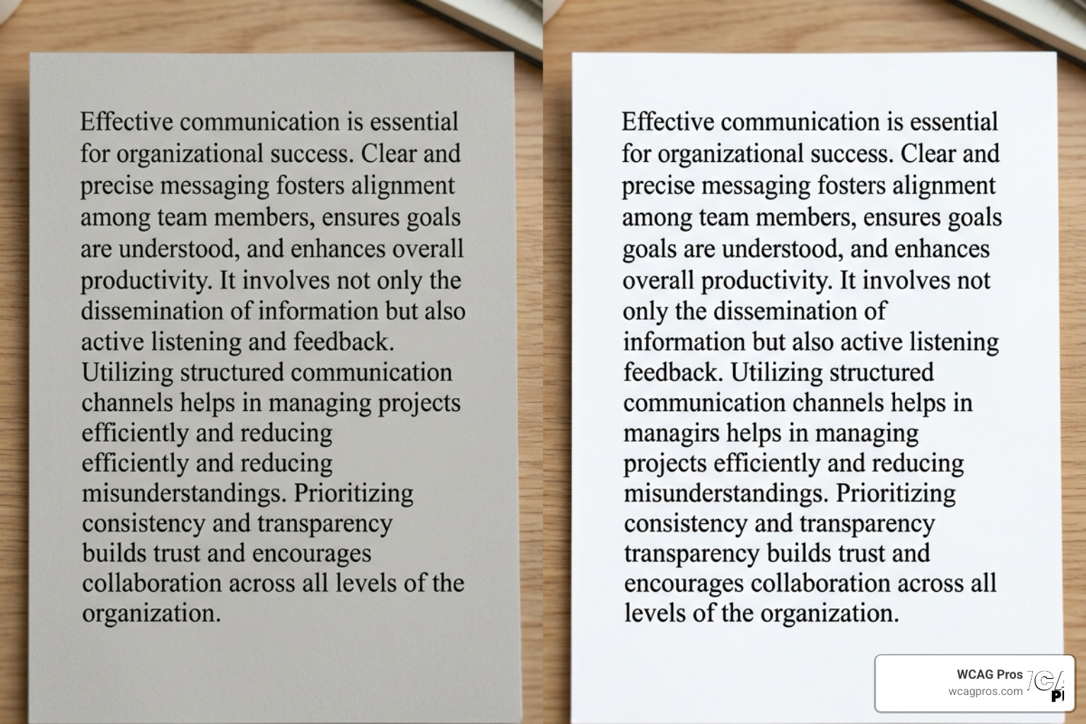 Poor color contrast versus accessible color contrast Poor color contrast versus accessible color contrast