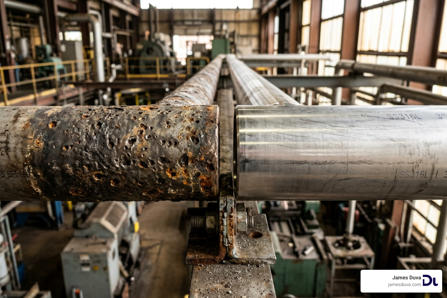 Pitting corrosion comparison on 304 and 316 stainless steel pipes