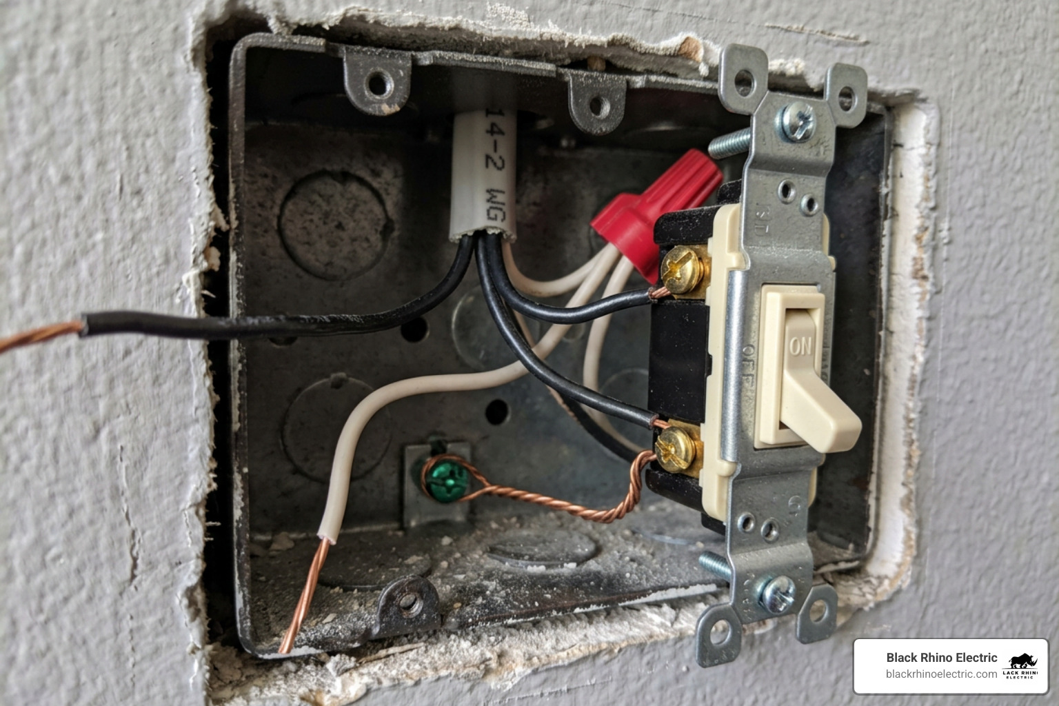 Single-pole switch wiring diagram showing hot, neutral, and ground wires