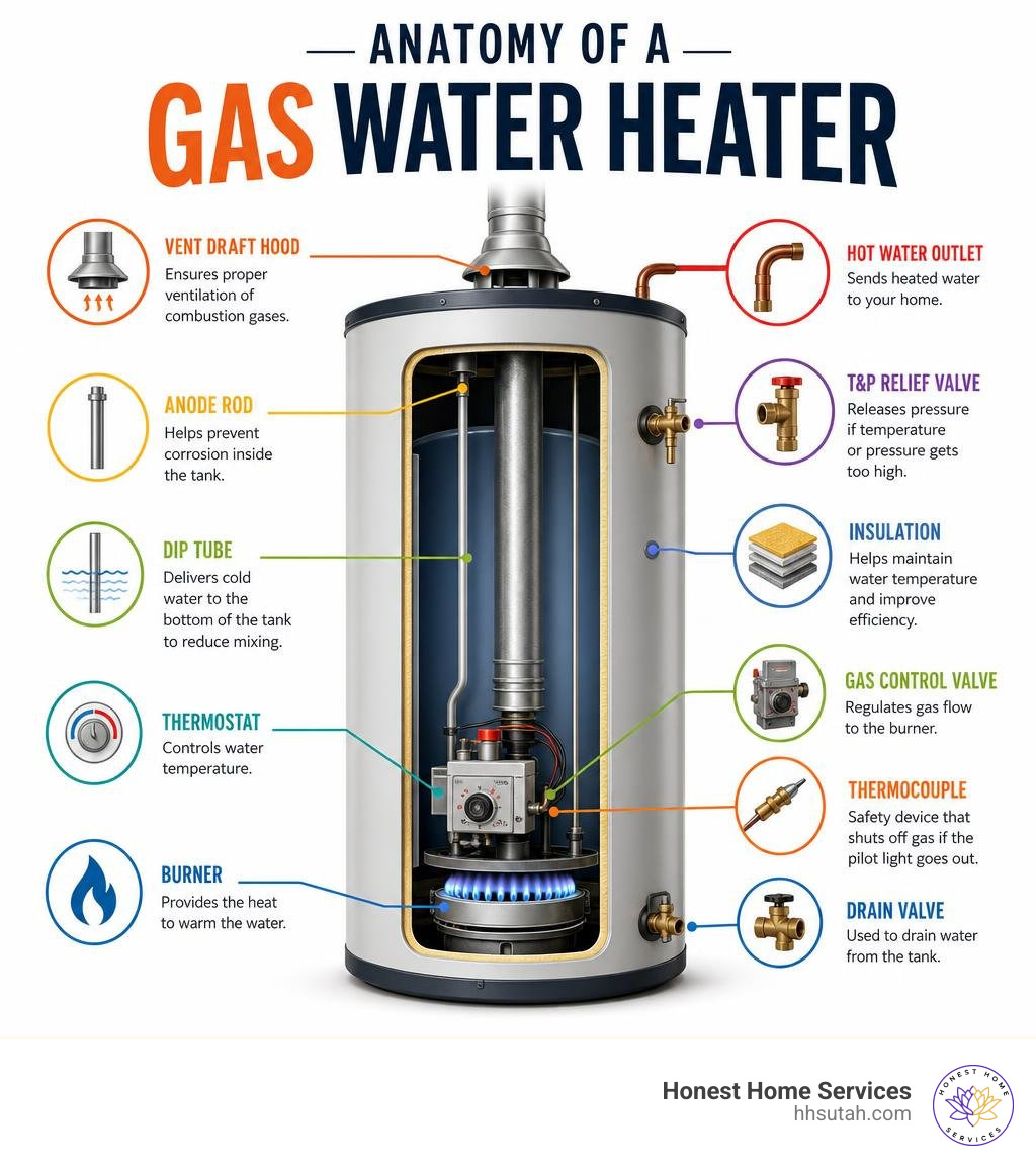 anatomy of a gas water heater with labeled components infographic infographic anatomy of a gas water heater with labeled components infographic infographic
