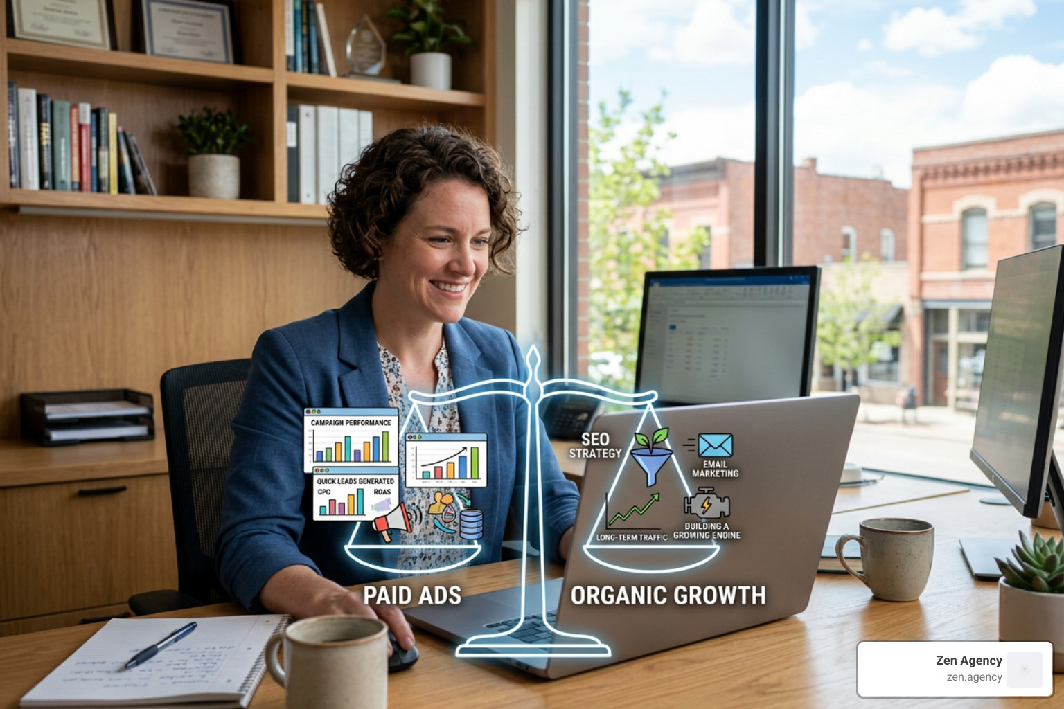 Balancing rented vs owned channels: Paid ads fuel immediate leads, while SEO and email build a compounding engine Balancing rented vs owned channels: Paid ads fuel immediate leads, while SEO and email build a compounding engine