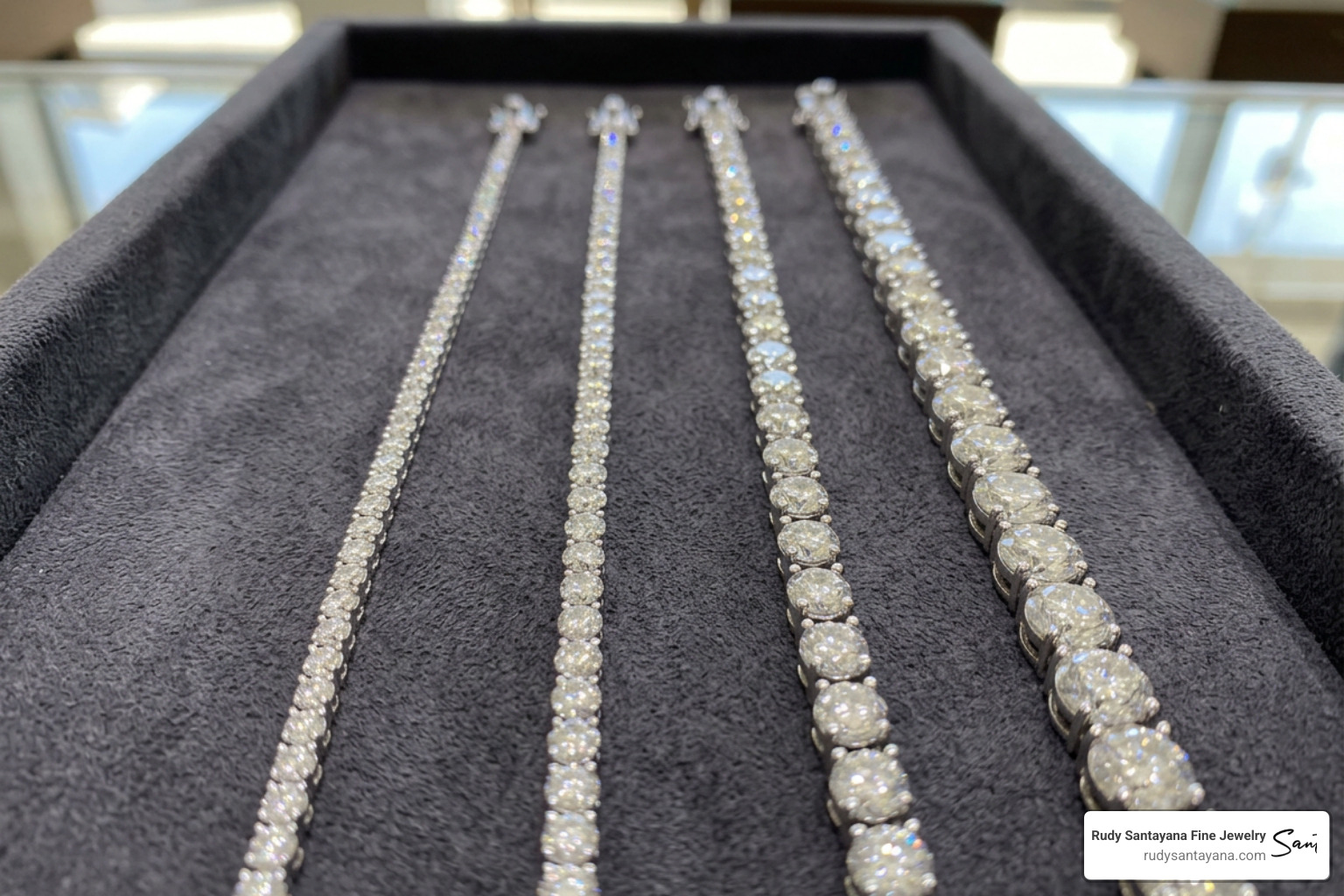 Comparing different tennis chain widths Comparing different tennis chain widths