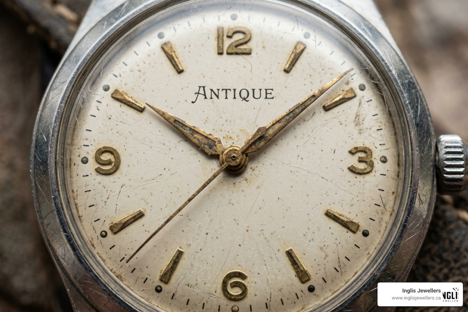vintage watch dial with natural patina
